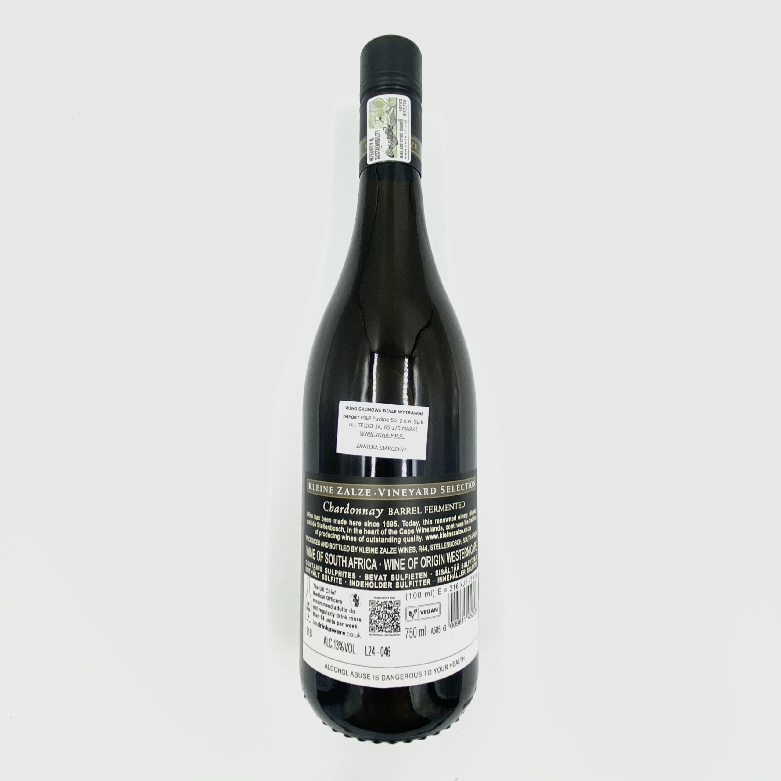 KLEINE ZALZE VINEYARD S. CHARDONNAY 2023 RPA - WHITE - DRY 13% 0,75L