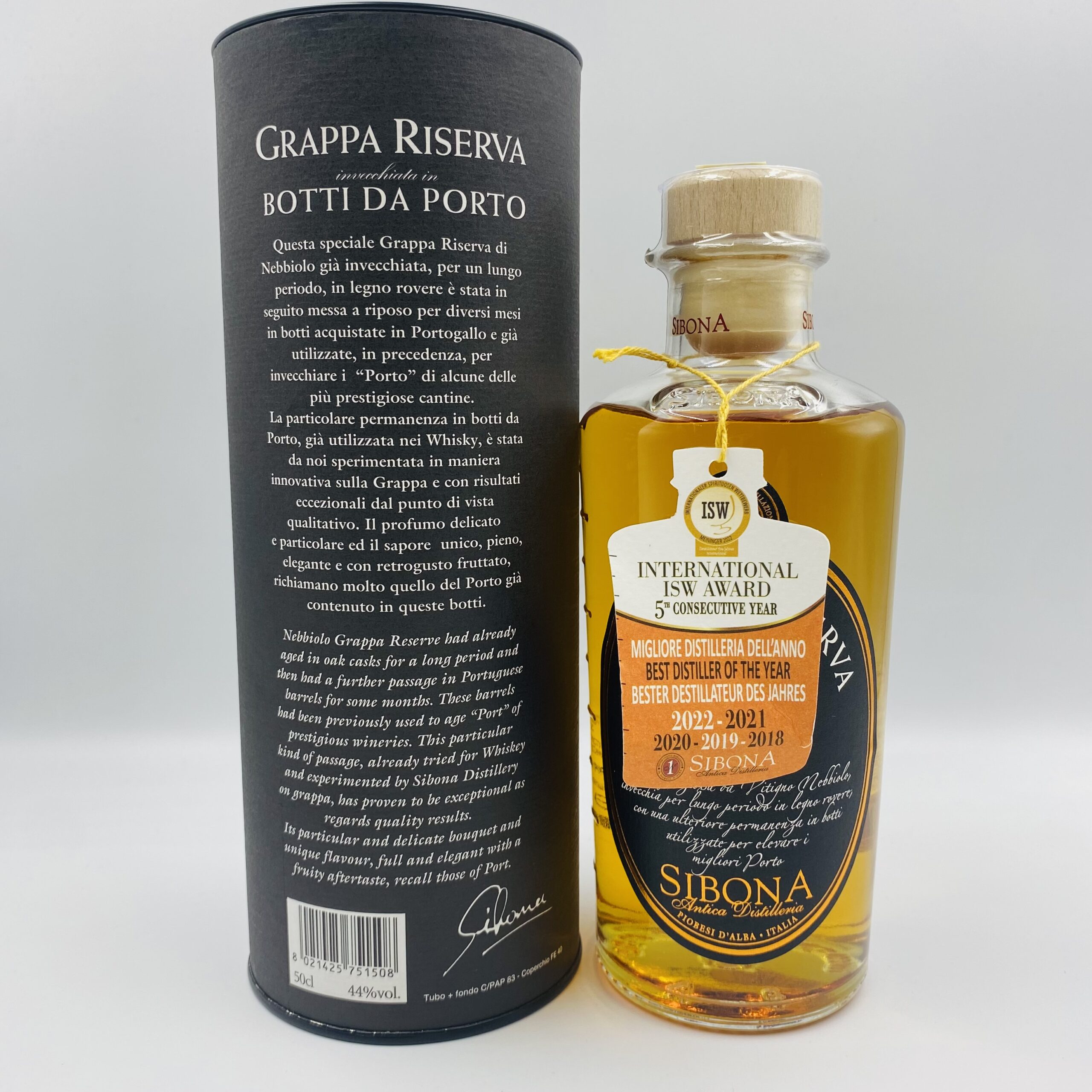 GRAPPA SIBONA RISERVA BOTTI DA PORTO 44% 0,5 L