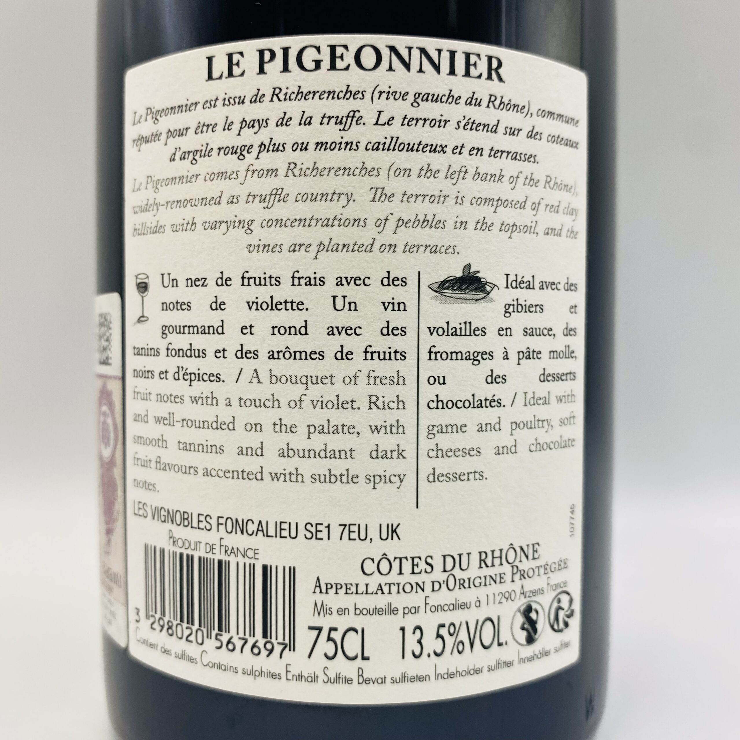 LE PIGEONNIER COTES DU RHONE 2022 - FRANCE - RED - DRY 13,5% 0,75L